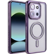 Cepmoda Redmi 15C 4g Taşlı Kılıf - Simli Magsafe Destekli Lüx Kapak - Derin Mor