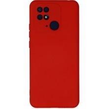 Cepmoda Redmi 10C Lansman Kılıf - Iç Kısmı Kadife Kaplı - Esnek Silikon Kapak - Kırmızı