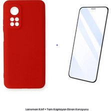 Cepmoda Mi 10T Lansman Kılıf + Tam Kaplayan Antistatik Ekran Koruyucu Set - Kırmızı