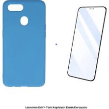 Cepmoda Oppo A12 Lansman Kılıf + Tam Kaplayan Antistatik Ekran Koruyucu Set - Mavi