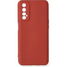 Cepmoda Realme 7 Lansman Kılıf - Iç Kısmı Kadife Kaplı - Esnek Silikon Kapak - Kiremit