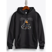 MGAX Sevimli Ayı Vintage Rider Baskılı Regular Kapşonlu Sweatshirt