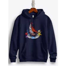 MGAX Denizci Yelkenli Gemi Baskılı Regular Kapşonlu Sweatshirt