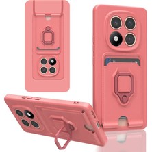 Cepmoda Redmi Note 14 Pro Plus Yüzüklü Kılıf - Boyun Askılı - Kartlıklı - Çok Amaçlı Kapak - Pembe