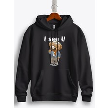 MGAX Sevimli Ayı I See You Baskılı Regular Kapşonlu Sweatshirt