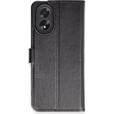 Cepmoda Oppo A38 Uyumlu Kapaklı Kılıf - Cüzdanlı - Kopçalı - Siyah