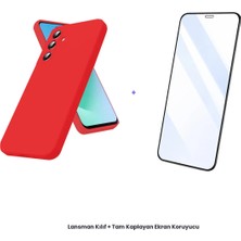 Cepmoda Samsung Galaxy A17 5g Lansman Kılıf + Tam Kaplayan Antistatik Ekran Koruyucu Set - Kırmızı