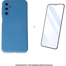 Cepmoda Samsung Galaxy M14 5g Lansman Kılıf + Tam Kaplayan Antistatik Ekran Koruyucu Set - Mavi