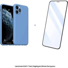 Cepmoda iPhone 11 Pro Max Lansman Kılıf + Tam Kaplayan Antistatik Ekran Koruyucu Set - Mavi