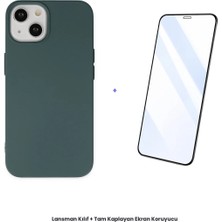 Cepmoda iPhone 14 Plus Lansman Kılıf + Tam Kaplayan Antistatik Ekran Koruyucu Set - Koyu Yeşil