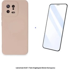 Cepmoda Mi 13 Lansman Kılıf + Tam Kaplayan Antistatik Ekran Koruyucu Set - Pudra
