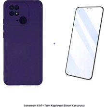 Cepmoda Redmi 10C Lansman Kılıf + Tam Kaplayan Antistatik Ekran Koruyucu Set - Mor