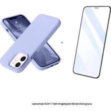 Cepmoda iPhone 12 Lansman Kılıf + Tam Kaplayan Antistatik Ekran Koruyucu Set - Lila