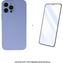 Cepmoda iPhone 13 Pro Max Lansman Kılıf + Tam Kaplayan Antistatik Ekran Koruyucu Set - Lila
