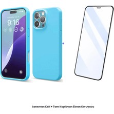 Cepmoda iPhone 16 Pro Max Lansman Kılıf + Tam Kaplayan Antistatik Ekran Koruyucu Set - Mavi