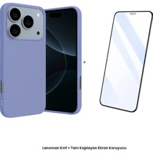Cepmoda iPhone 17 Pro Max Lansman Kılıf + Tam Kaplayan Antistatik Ekran Koruyucu Set - Lila