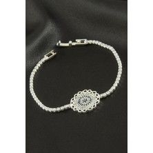 Zero Land Gld-Spt- Çiçek Zirkon Taşlı Çocuk Bileklik 16 cm - Gümüş Rengi