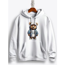 MGAX Sevimli Ayı Bear Baskılı Regular Kapşonlu Sweatshirt