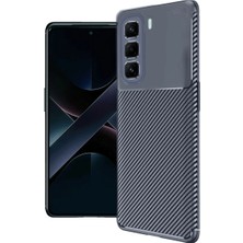 Cepmoda Infinix Hot 50 4g Uyumlu Karbon Desenli Mat Silikon Telefon Kılıfı - Lacivert