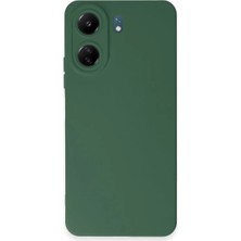 Cepmoda Redmi 13C Lansman Kılıf - Iç Kısmı Kadife Kaplı - Esnek Silikon Kapak - Koyu Yeşil