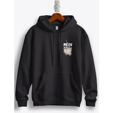 MGAX Balıkçı Kedi Meow Arma Baskılı Regular Kapşonlu Sweatshirt