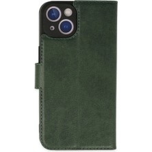 Cepmoda iPhone 14 Plus Uyumlu Kapaklı Kılıf - Cüzdanlı - Kopçalı - Yeşil