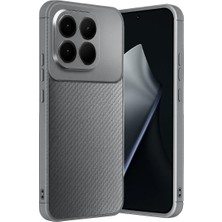 Cepmoda Mi 15T Uyumlu Karbon Desenli Mat Silikon Telefon Kılıfı - Gri