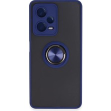 Cepmoda Redmi Note 12 5g Uyumlu Yüzüklü Kılıf - Buzlu Şeffaf - Lacivert
