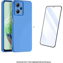 Cepmoda Redmi Note 12 Pro 5g Lansman Kılıf + Tam Kaplayan Antistatik Ekran Koruyucu Set - Mavi