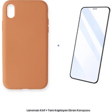 Cepmoda iPhone Xr Lansman Kılıf + Tam Kaplayan Antistatik Ekran Koruyucu Set - Turuncu