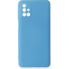 Cepmoda Samsung Galaxy M31S Lansman Kılıf - Iç Kısmı Kadife Kaplı - Esnek Silikon Kapak - Mavi