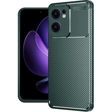 Cepmoda Oppo Reno 13F Uyumlu Karbon Desenli Mat Silikon Telefon Kılıfı - Koyu Yeşil
