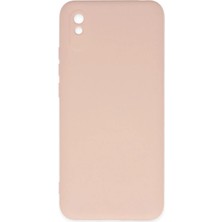 Cepmoda Redmi 9A Lansman Kılıf - Iç Kısmı Kadife Kaplı - Esnek Silikon Kapak - Pudra