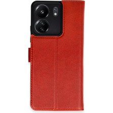 Cepmoda Redmi 13C Uyumlu Kapaklı Kılıf - Cüzdanlı - Kopçalı - Kırmızı