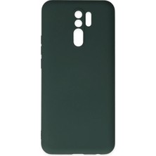 Cepmoda Redmi 9 Lansman Kılıf - Iç Kısmı Kadife Kaplı - Esnek Silikon Kapak - Koyu Yeşil