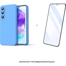 Cepmoda Samsung Galaxy A16 5g Lansman Kılıf + Tam Kaplayan Antistatik Ekran Koruyucu Set - Mavi