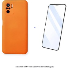 Cepmoda Redmi Note 10 Lansman Kılıf + Tam Kaplayan Antistatik Ekran Koruyucu Set - Turuncu