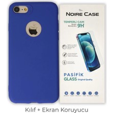 Cepmoda iPhone 7 Uyumlu Silikon Telefon Kılıfı ve Temperli Cam Ekran Koruyucu 2’li Set -Lacivert