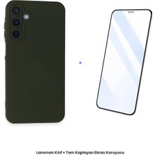 Cepmoda Samsung Galaxy A15 4g Lansman Kılıf + Tam Kaplayan Antistatik Ekran Koruyucu Set - Koyu Yeşil
