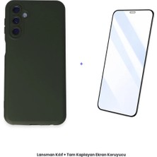 Cepmoda Samsung Galaxy M34 5g Lansman Kılıf + Tam Kaplayan Antistatik Ekran Koruyucu Set - Koyu Yeşil