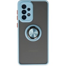 Cepmoda Samsung Galaxy A33 5g Uyumlu Yüzüklü Kılıf - Buzlu Şeffaf - Buz Mavi