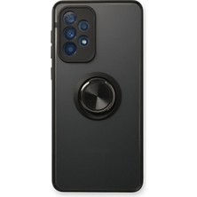 Cepmoda Samsung Galaxy A53 5g Uyumlu Yüzüklü Kılıf - Buzlu Şeffaf - Siyah