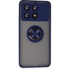 Cepmoda Poco X6 Pro Uyumlu Yüzüklü Kılıf - Buzlu Şeffaf - Lacivert