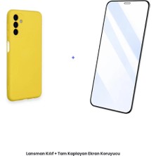 Cepmoda Samsung Galaxy A14 4g Lansman Kılıf + Tam Kaplayan Antistatik Ekran Koruyucu Set - Sarı