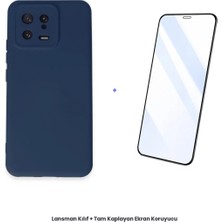 Cepmoda Mi 13 Lansman Kılıf + Tam Kaplayan Antistatik Ekran Koruyucu Set - Lacivert