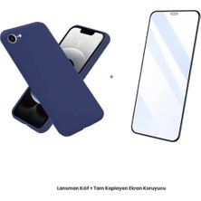 Cepmoda iPhone 16E Lansman Kılıf + Tam Kaplayan Antistatik Ekran Koruyucu Set - Lacivert
