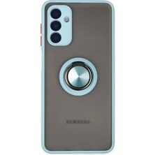 Cepmoda Samsung Galaxy A04S Uyumlu Yüzüklü Kılıf - Buzlu Şeffaf - Buz Mavi