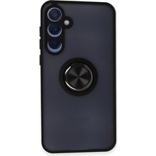 Cepmoda Samsung Galaxy A15 4g Uyumlu Yüzüklü Kılıf - Buzlu Şeffaf - Siyah