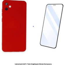 Cepmoda Samsung Galaxy A05 Lansman Kılıf + Tam Kaplayan Antistatik Ekran Koruyucu Set - Kırmızı