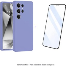 Cepmoda Samsung Galaxy S25 Ultra Lansman Kılıf + Tam Kaplayan Antistatik Ekran Koruyucu Set - Lila